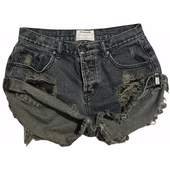 One Teaspoon x Free People Bandits Button Fly Shorts Size 27 - Picture 2 of 9